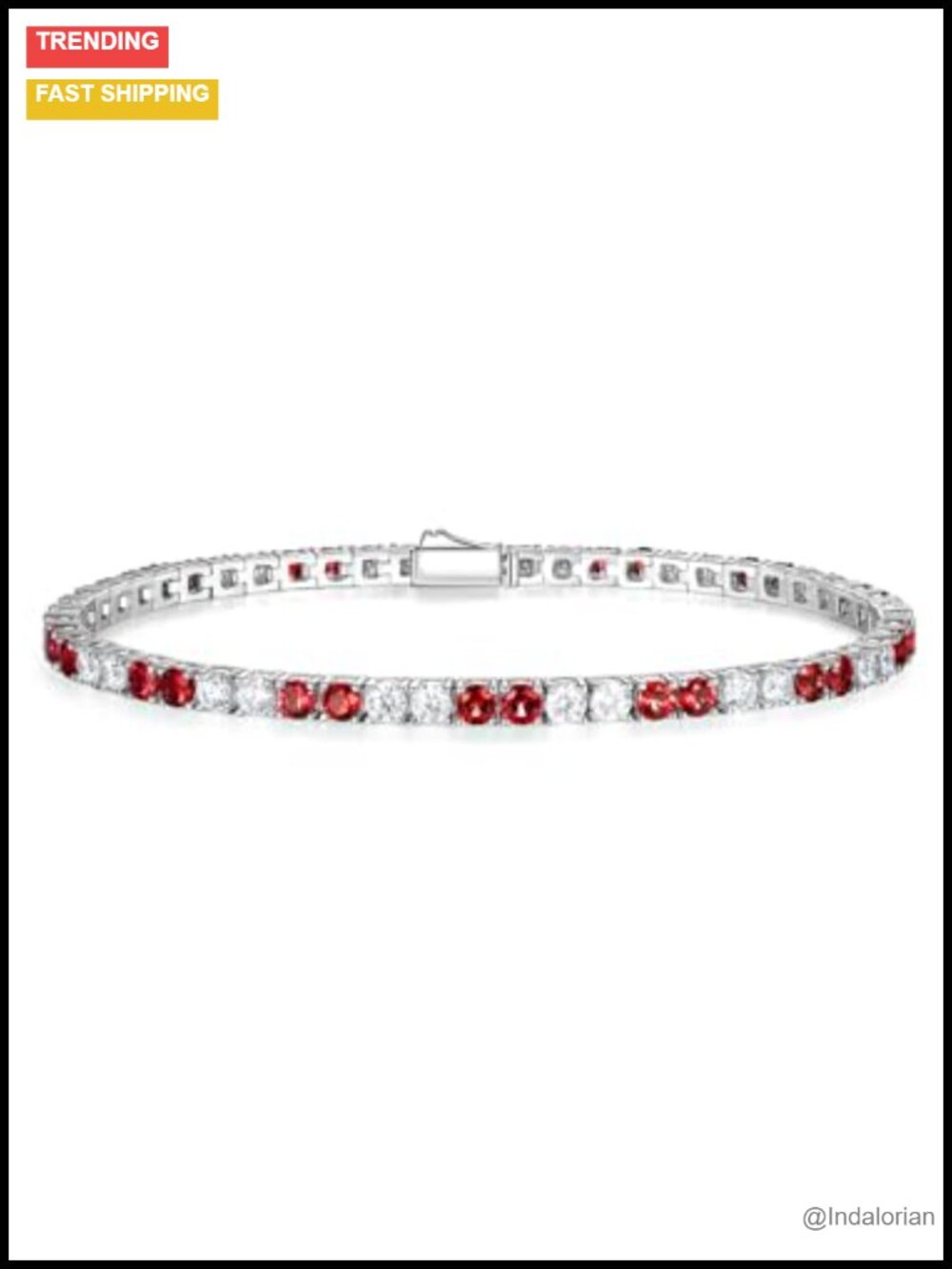 Moissanite Ruby Tennis Bracelet 925 Sterling Silver Rhodium Plated